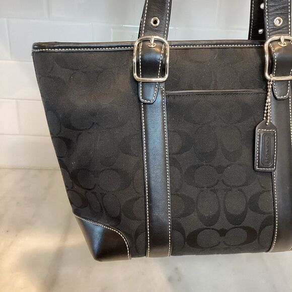 Coach 6042 Jacquard Leather Canvas Tote - Picture 2 of 13